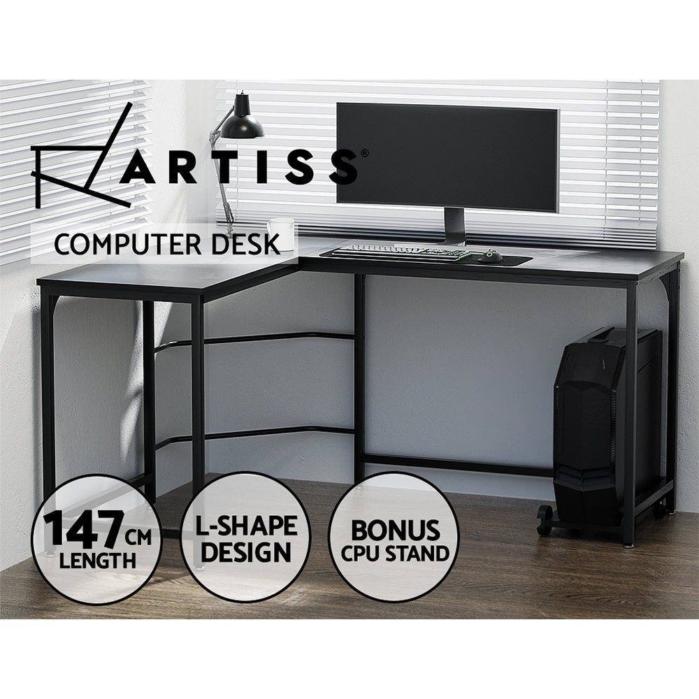 Artiss Computer Desk L-Shape CPU Stand Black 147CM-4