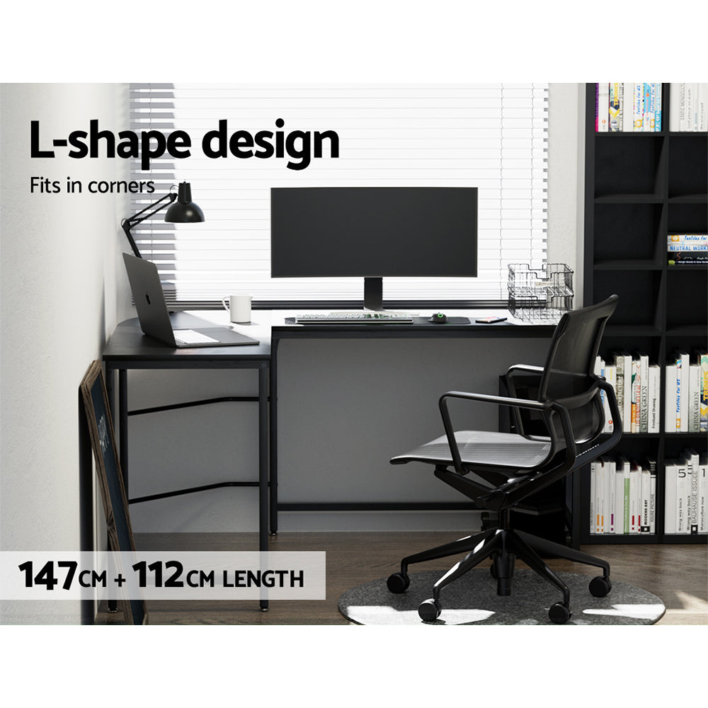 Artiss Computer Desk L-Shape CPU Stand Black 147CM-5