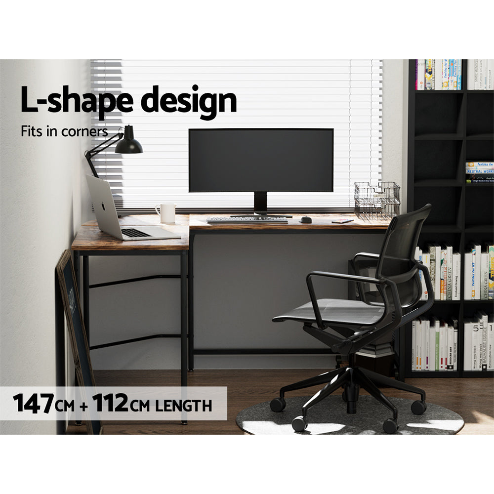 Artiss Computer Desk L-Shape CPU Stand Brown 147CM-5