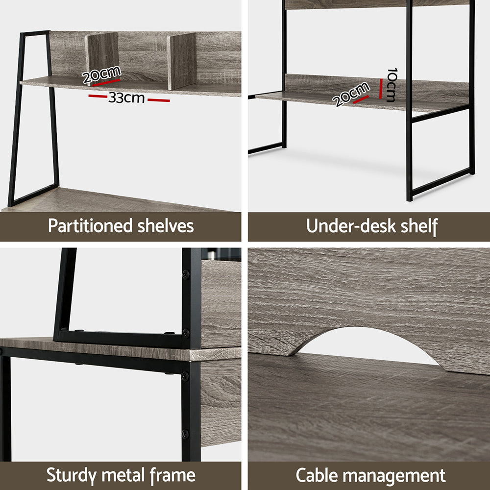 Artiss Computer Desk Bookshelf Storage Grey 100CM-5