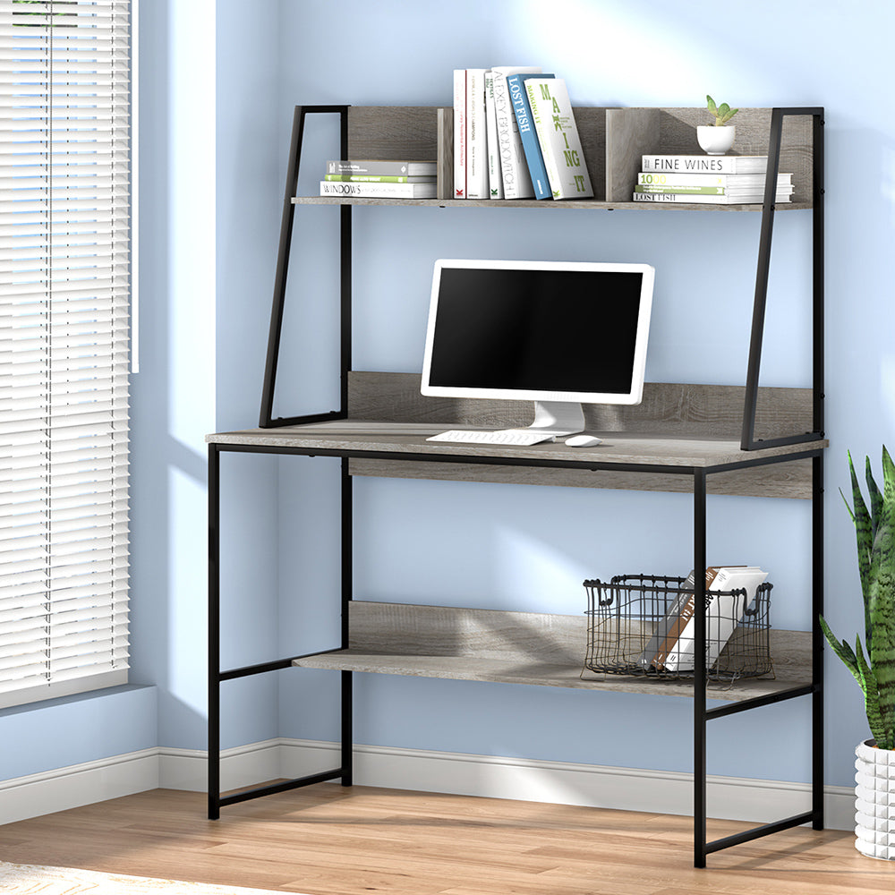 Artiss Computer Desk Bookshelf Storage Grey 100CM-6