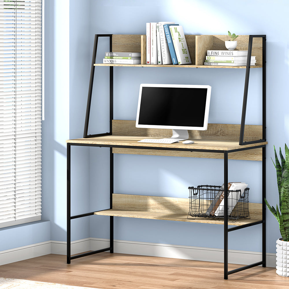 Artiss Computer Desk Bookshelf Storage 100CM Oak-6