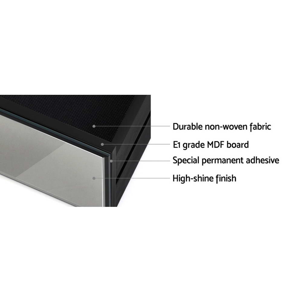 Artiss Bedside Table 3 Drawers Mirrored Glass - QUENN Grey-4