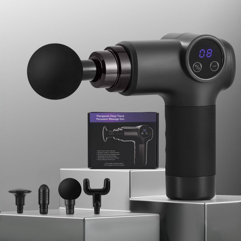 Everfit Massage Gun 8 Speed 4 Heads Vibration Muscle Massager Chargeable Black-6