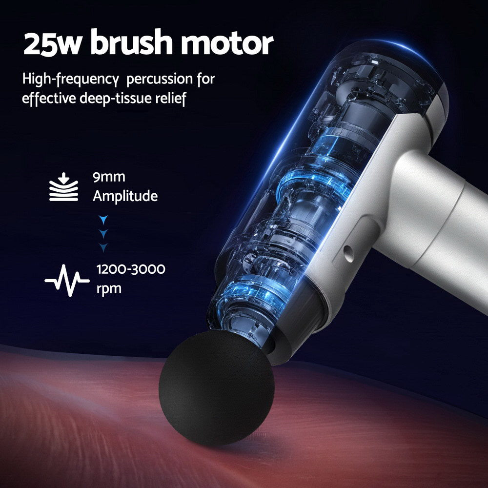 Everfit Massage Gun 30 Speed 6 Heads Vibration Muscle Massager Chargeable Black-3