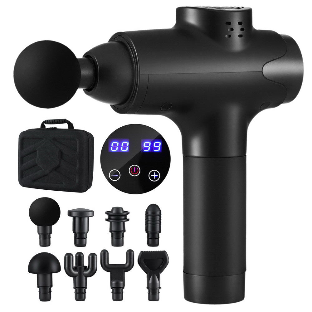 Everfit Massage Gun 30 Speed 8 Heads Vibration Muscle Massager Chargeable Black-0