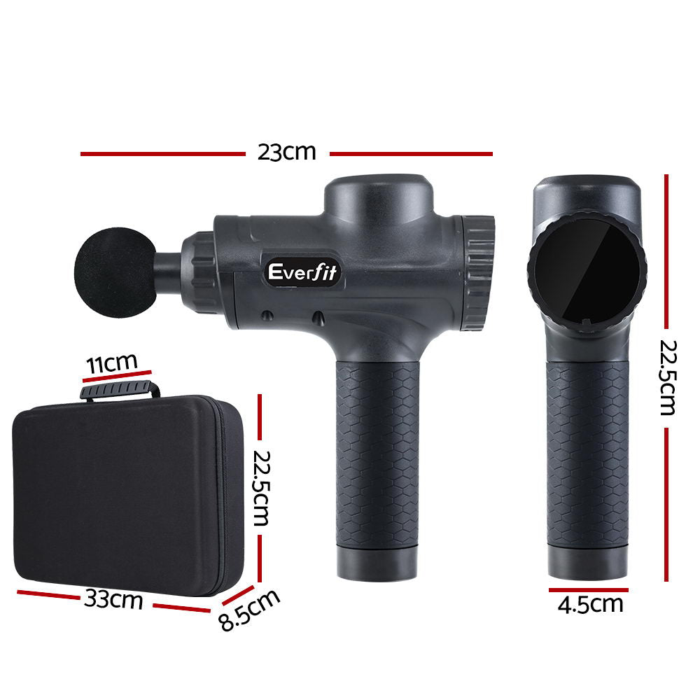 Everfit Massage Gun 30 Speed 6 Heads Vibration Muscle Massager Chargeable Black-1