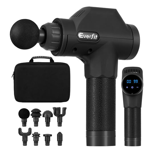 Everfit Massage Gun 30 Speed 8 Heads Chargeable Black-0