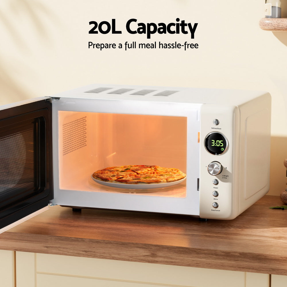 Devanti 20L Microwave Oven 700W Cream-4