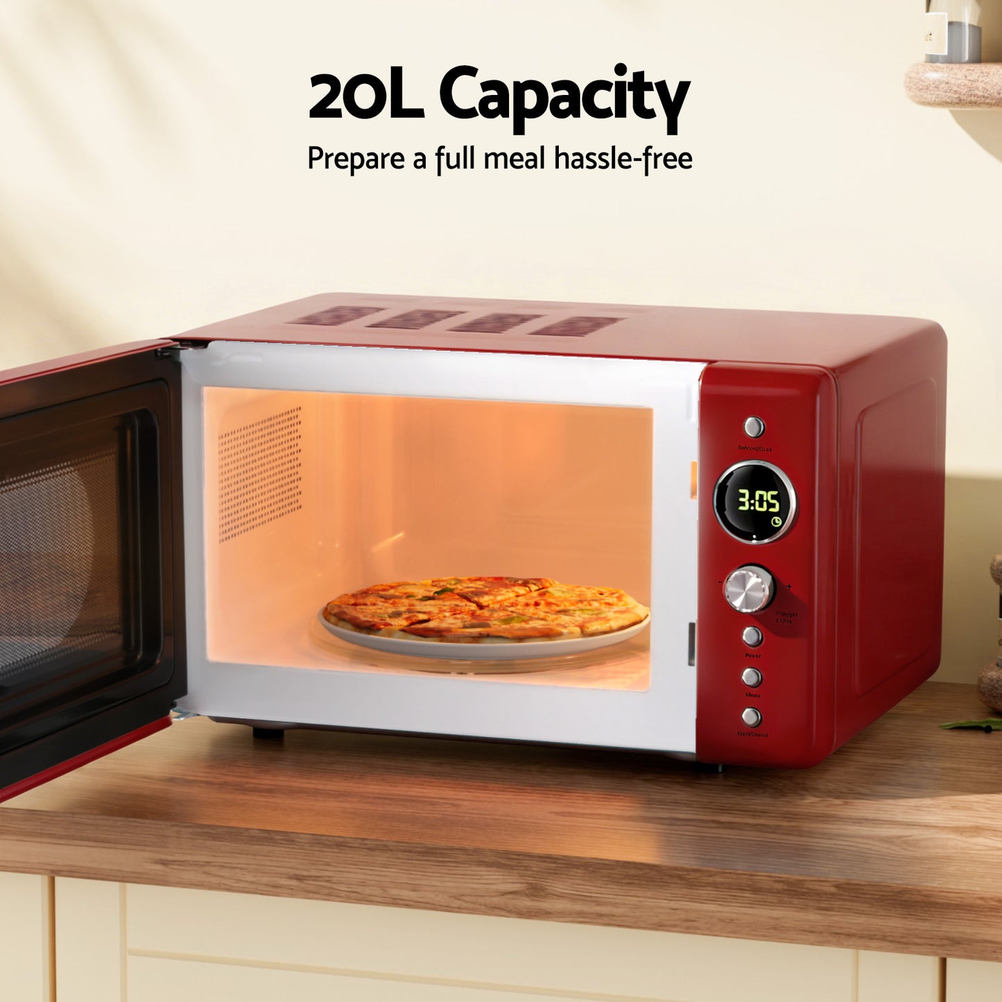 Devanti 20L Microwave Oven 700W Red