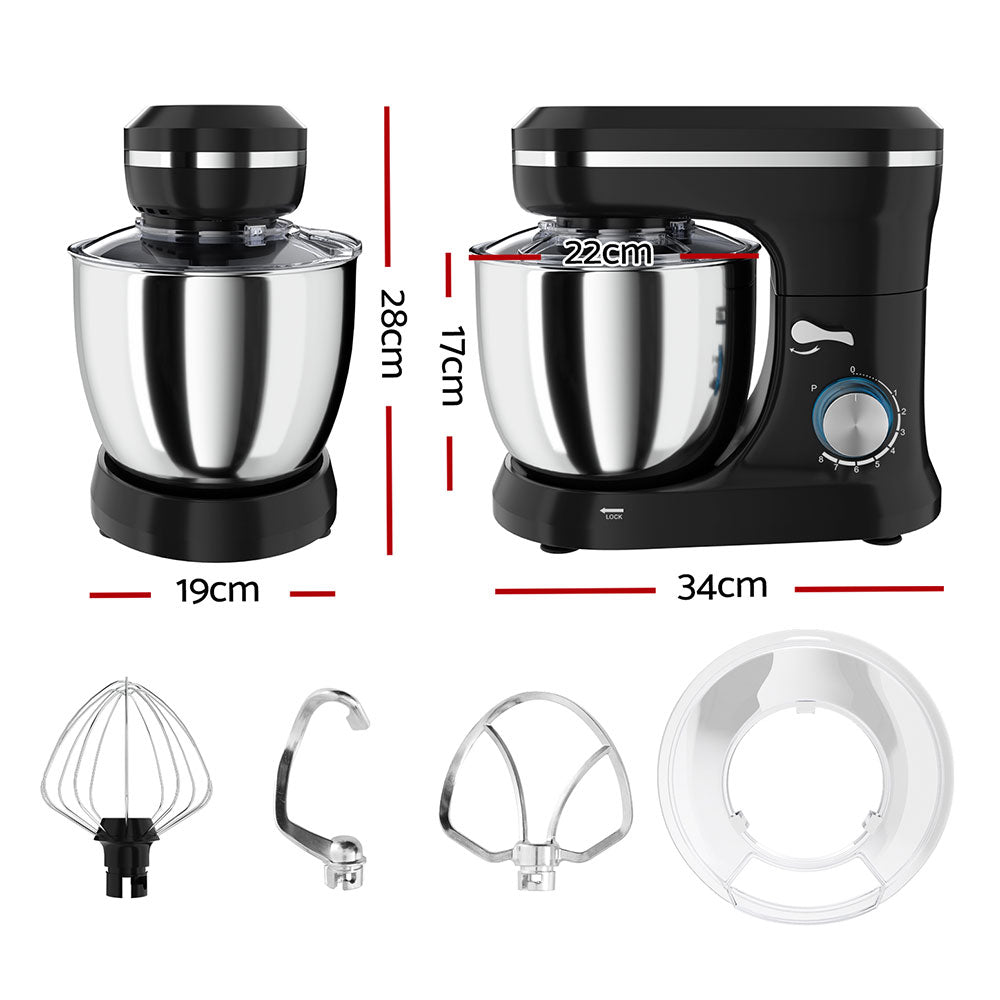 Devanti 3in1 Stand Mixer 8 Speed 5L Mix Master 400W Black-1