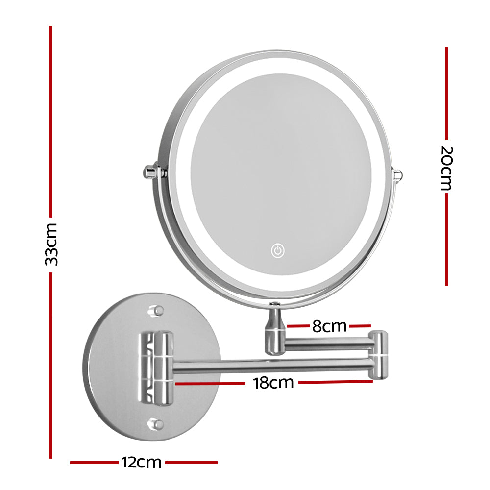 Embellir Extendable Makeup Mirror 10X Magnifying Double-Sided Bathroom Silver-1