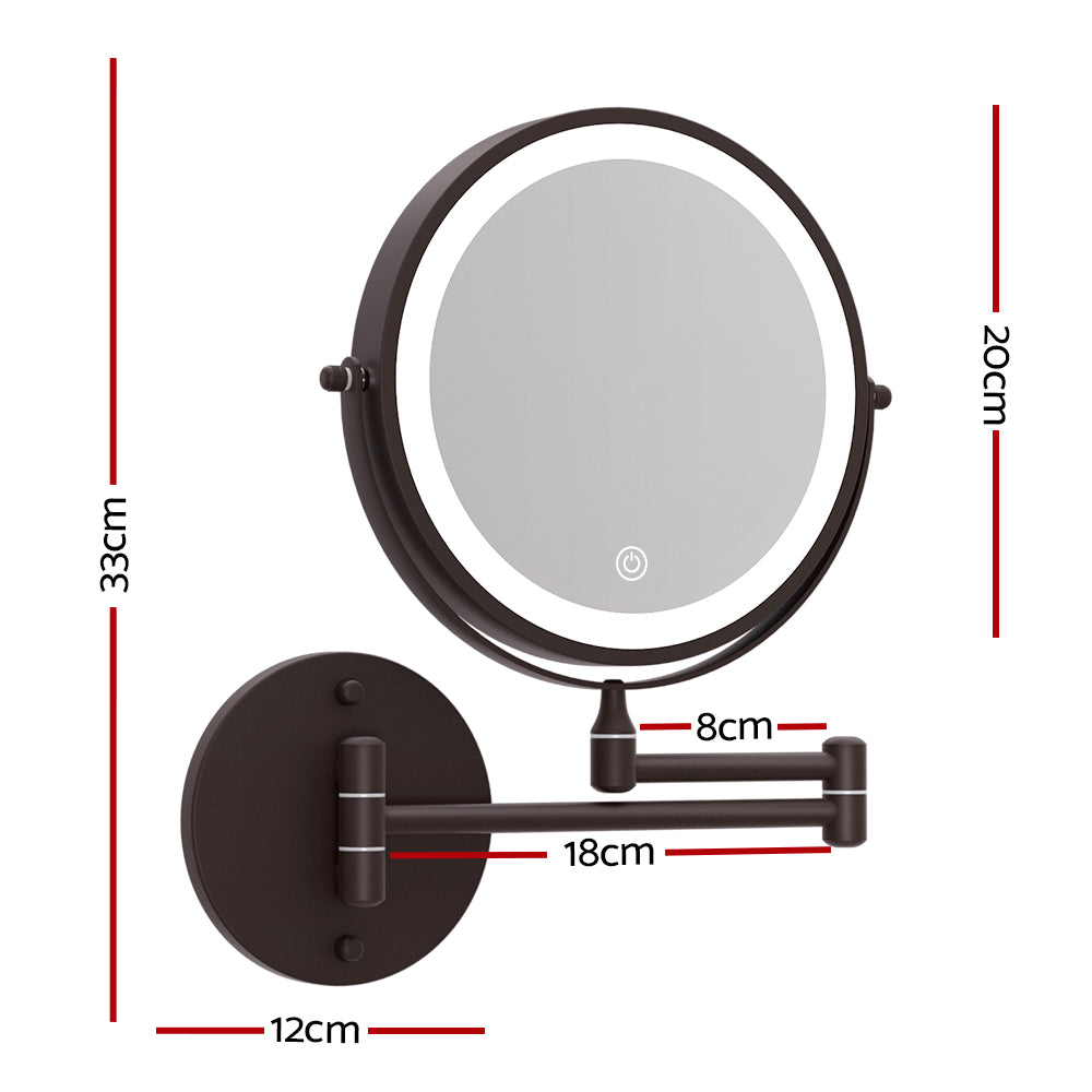 Embellir Extendable Makeup Mirror 10X Magnifying Double-Sided Bathroom Brown-1