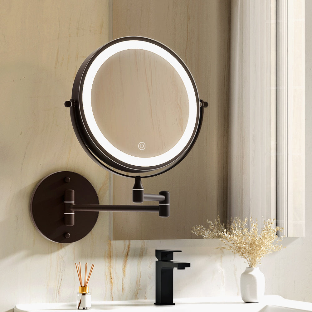 Embellir Extendable Makeup Mirror 10X Magnifying Double-Sided Bathroom Brown-0