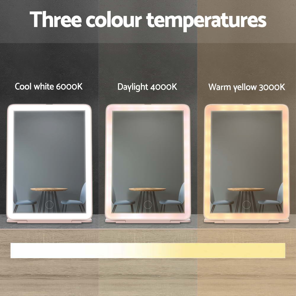 Embellir Compact Makeup Mirror w/ LED Light Portable Foldable Travel Beauty Pink-3