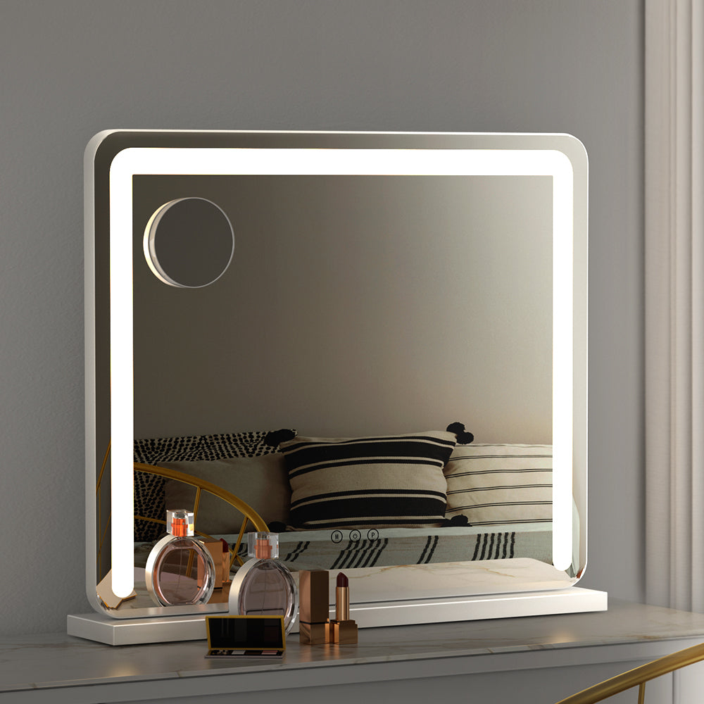 Embellir Makeup Mirror 60x50cm Hollywood Vanity with LED Light Tabletop White-7