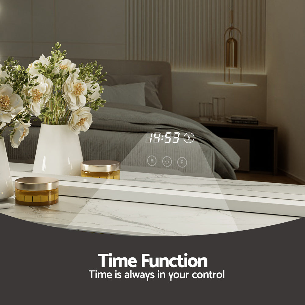 Embellir Makeup Mirror 80x60cm Hollywood Vanity with LED Light Tabletop White-4