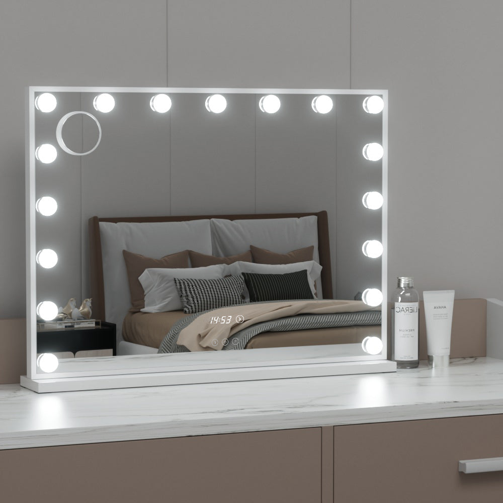 Embellir Makeup Mirror 80x60cm Hollywood Vanity with LED Light Tabletop White-0