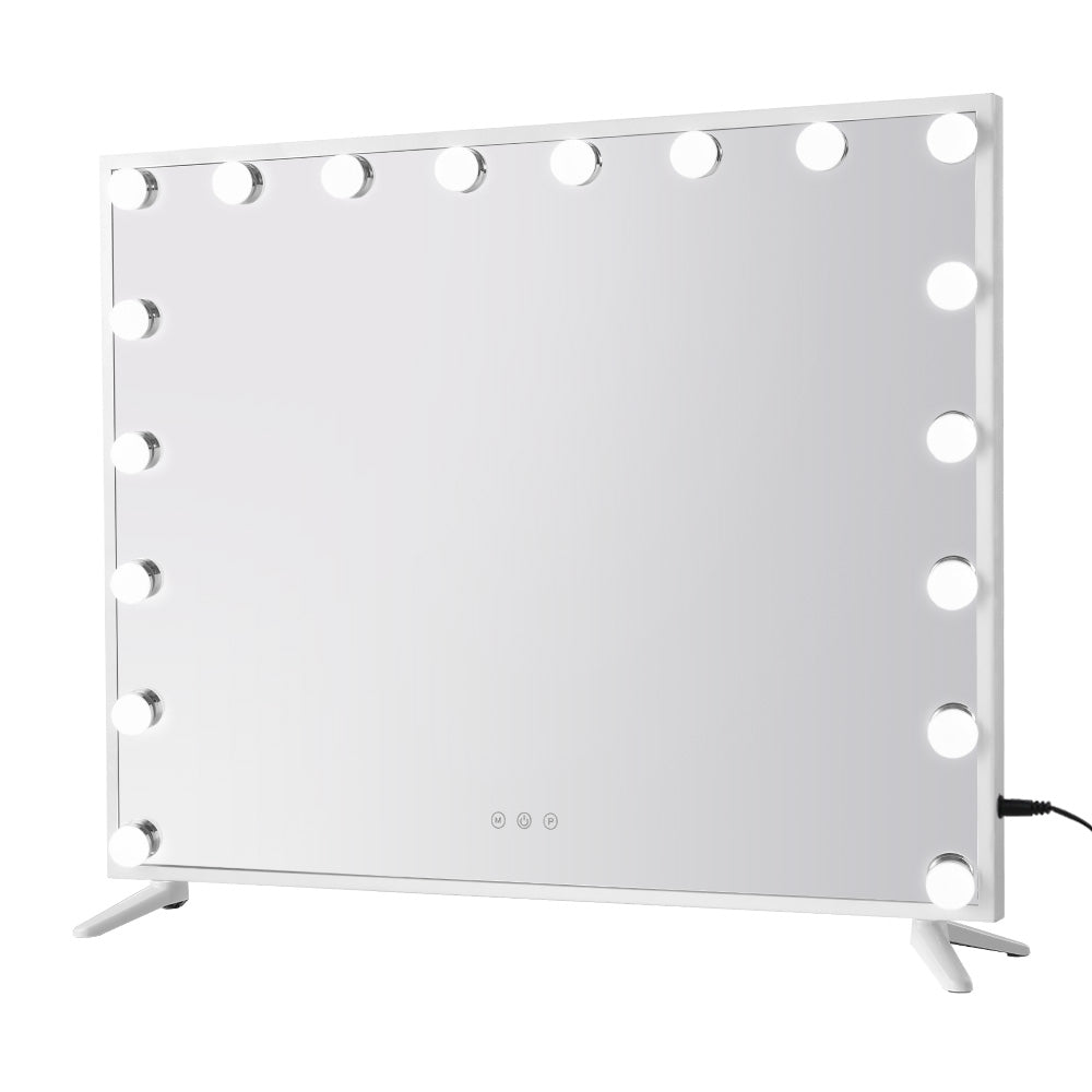 80x65cm Embellir Makeup Mirror Hollywood Vanity with LED Light White Frame-0