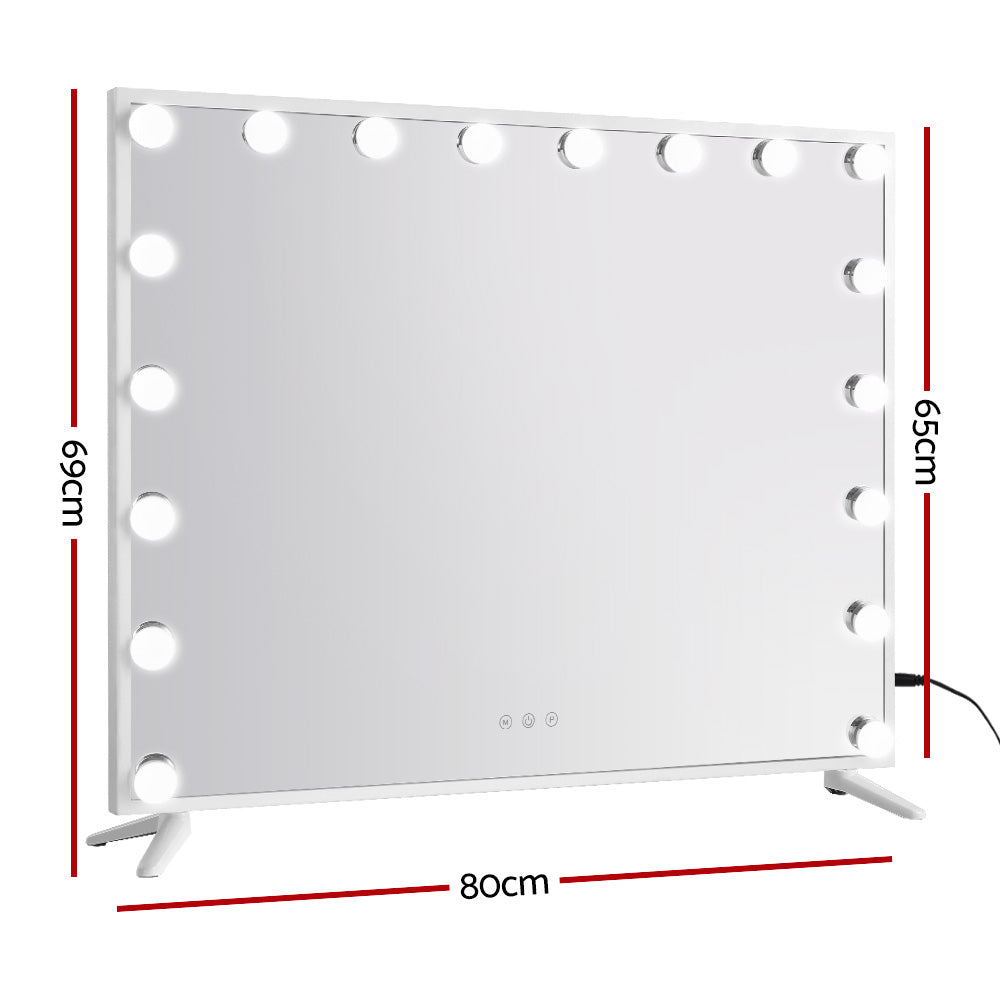 80x65cm Embellir Makeup Mirror Hollywood Vanity with LED Light White Frame-1