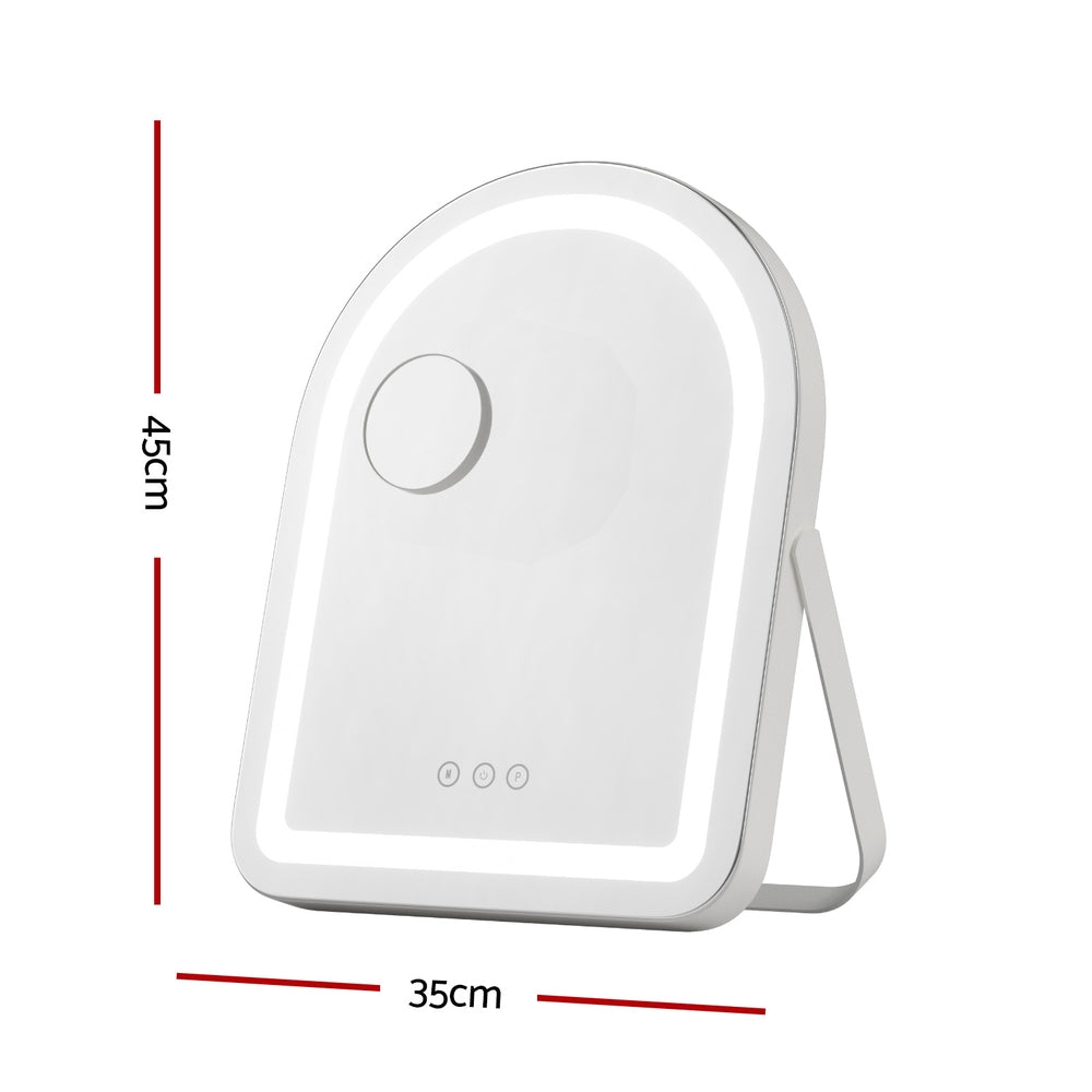 Embellir Makeup Mirror 35x45cm Dressing Vanity LED Stripe Light with 5x Magnification Rotation White Arch-1