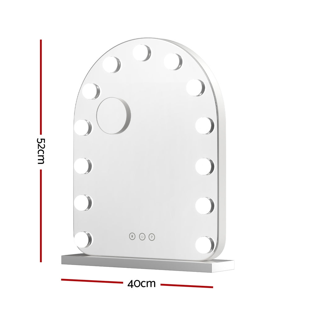 Embellir Makeup Mirror 40x50cm Dressing Vanity LED Bulb Light with 5x Magnification White Arch-1
