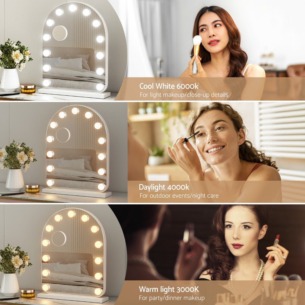 Embellir Makeup Mirror 40x50cm Dressing Vanity LED Bulb Light with 5x Magnification White Arch-4
