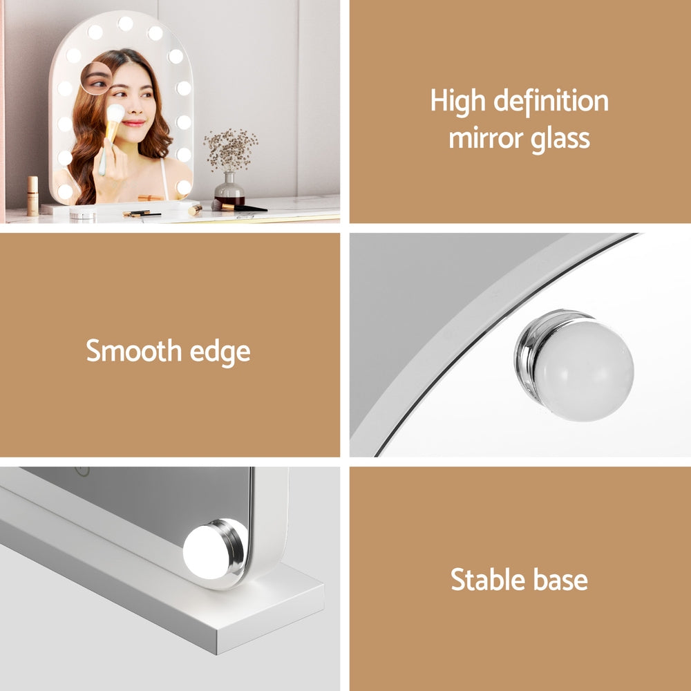 Embellir Makeup Mirror 40x50cm Dressing Vanity LED Bulb Light with 5x Magnification White Arch-5