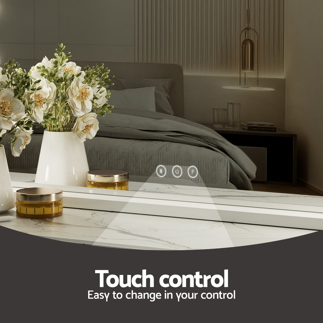 Embellir Makeup Mirror 80x58cm Hollywood Vanity with LED Light Tabletop Wall-3