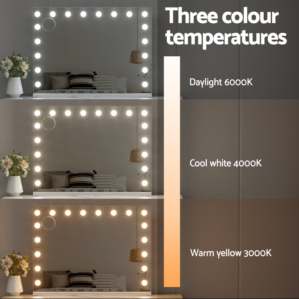 Embellir Makeup Mirror 80x58cm Hollywood Vanity with LED Light Tabletop Wall-4