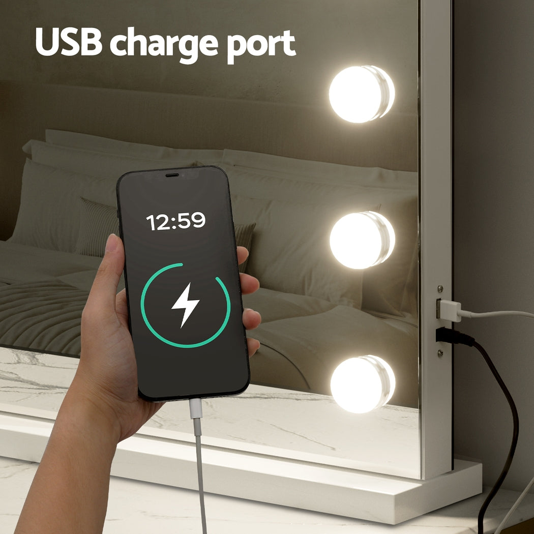 Embellir Makeup Mirror 80x58cm Hollywood Vanity with LED Light Tabletop Wall-5