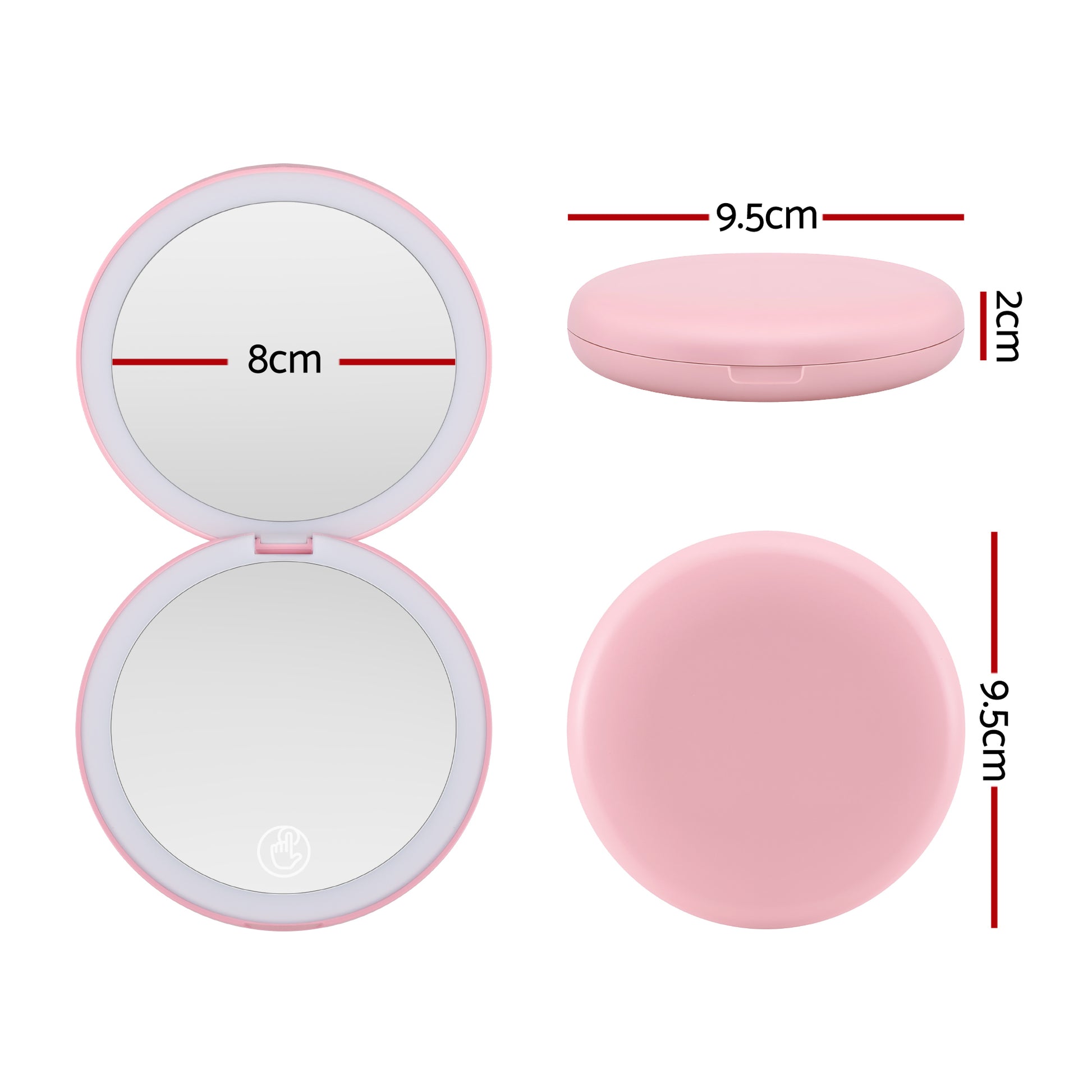 Embellir LED Compact Mirror Lighted Travel Makeup Mirror Pocket-Sized 1x 10x Magnification Round Pink-1