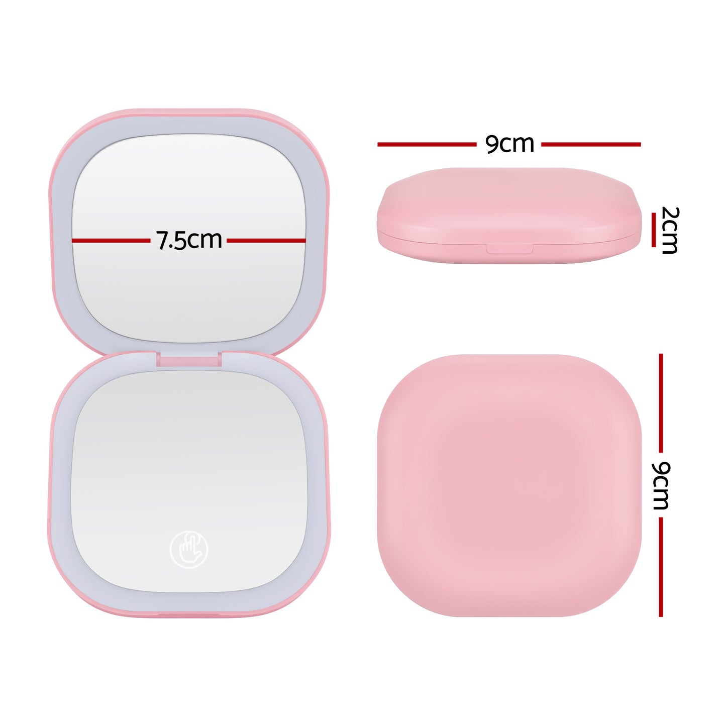 Embellir LED Compact Mirror Lighted Travel Makeup Mirror Pocket-Sized 1x 10x Magnification Square Pink-1