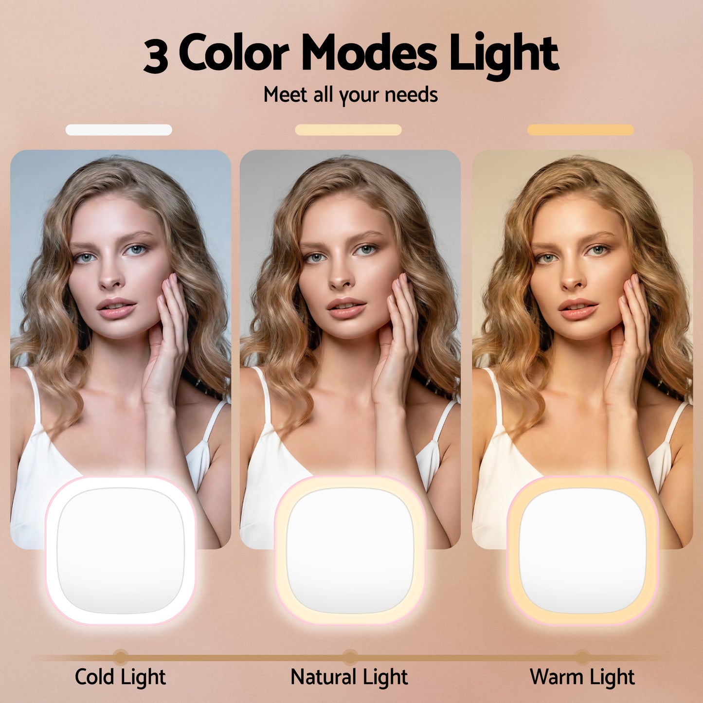 Embellir LED Compact Mirror Lighted Travel Makeup Mirror Pocket-Sized 1x 10x Magnification Square Pink-4