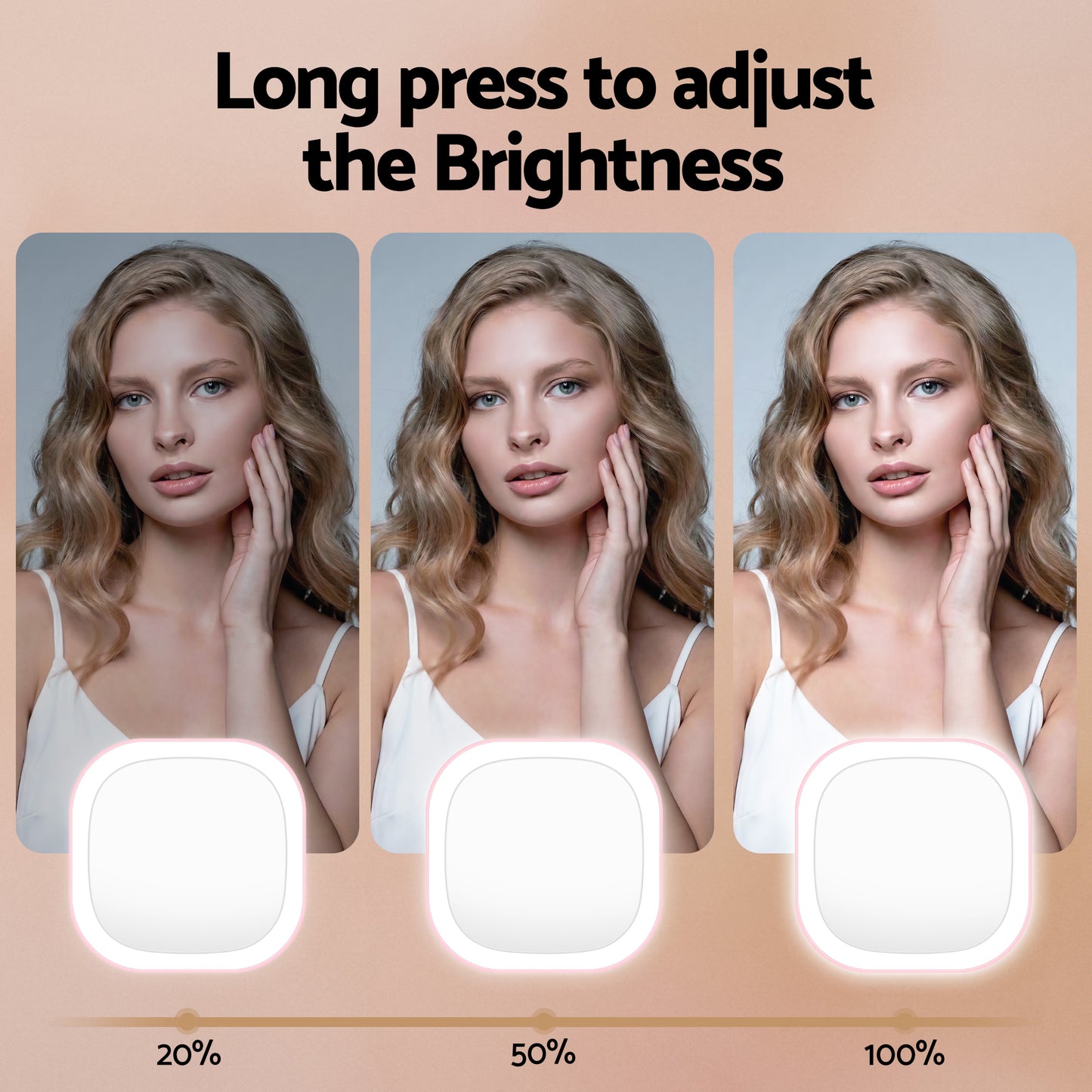 Embellir LED Compact Mirror Lighted Travel Makeup Mirror Pocket-Sized 1x 10x Magnification Square Pink-5