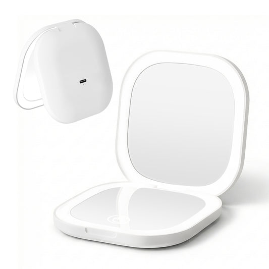 Embellir LED Compact Mirror Lighted Travel Makeup Mirror Pocket-Sized 1x 10x Magnification Square White-0