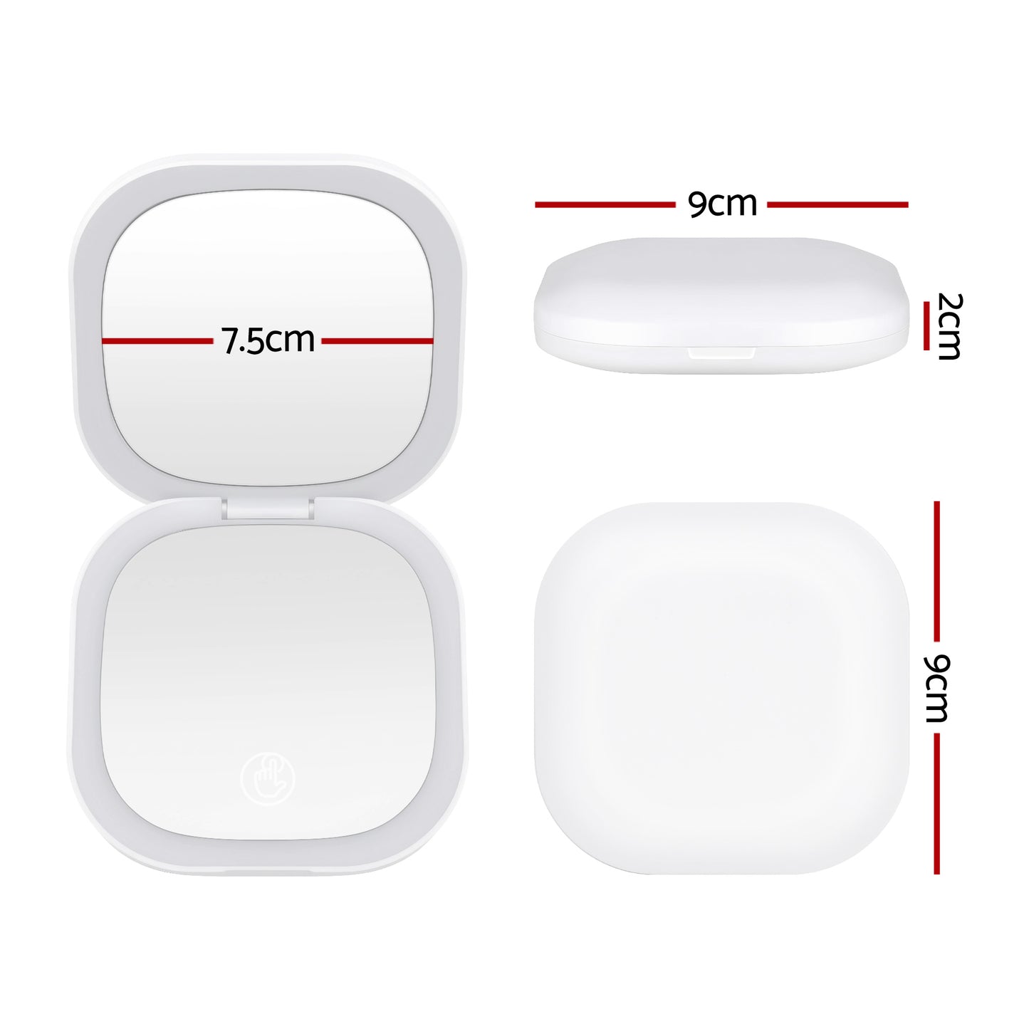 Embellir LED Compact Mirror Lighted Travel Makeup Mirror Pocket-Sized 1x 10x Magnification Square White-1