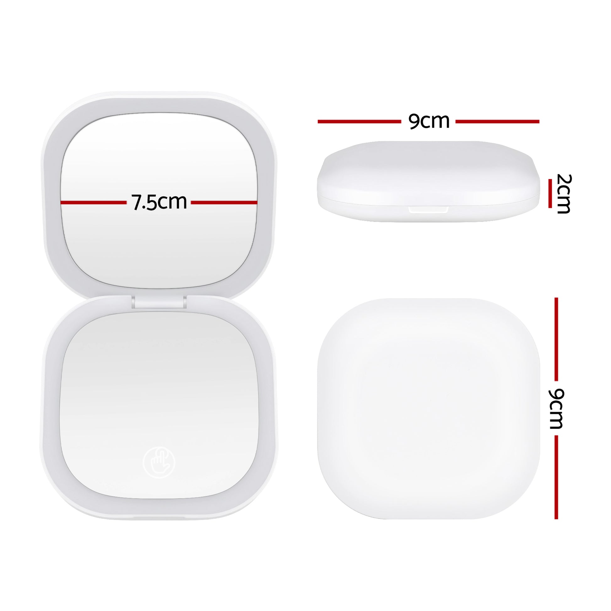 Embellir LED Compact Mirror Lighted Travel Makeup Mirror Pocket-Sized 1x 10x Magnification Square White-1