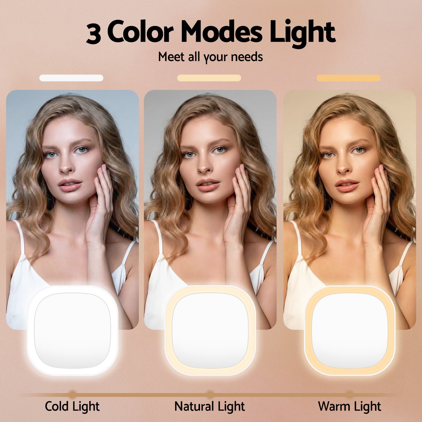 Embellir LED Compact Mirror Lighted Travel Makeup Mirror Pocket-Sized 1x 10x Magnification Square White-4