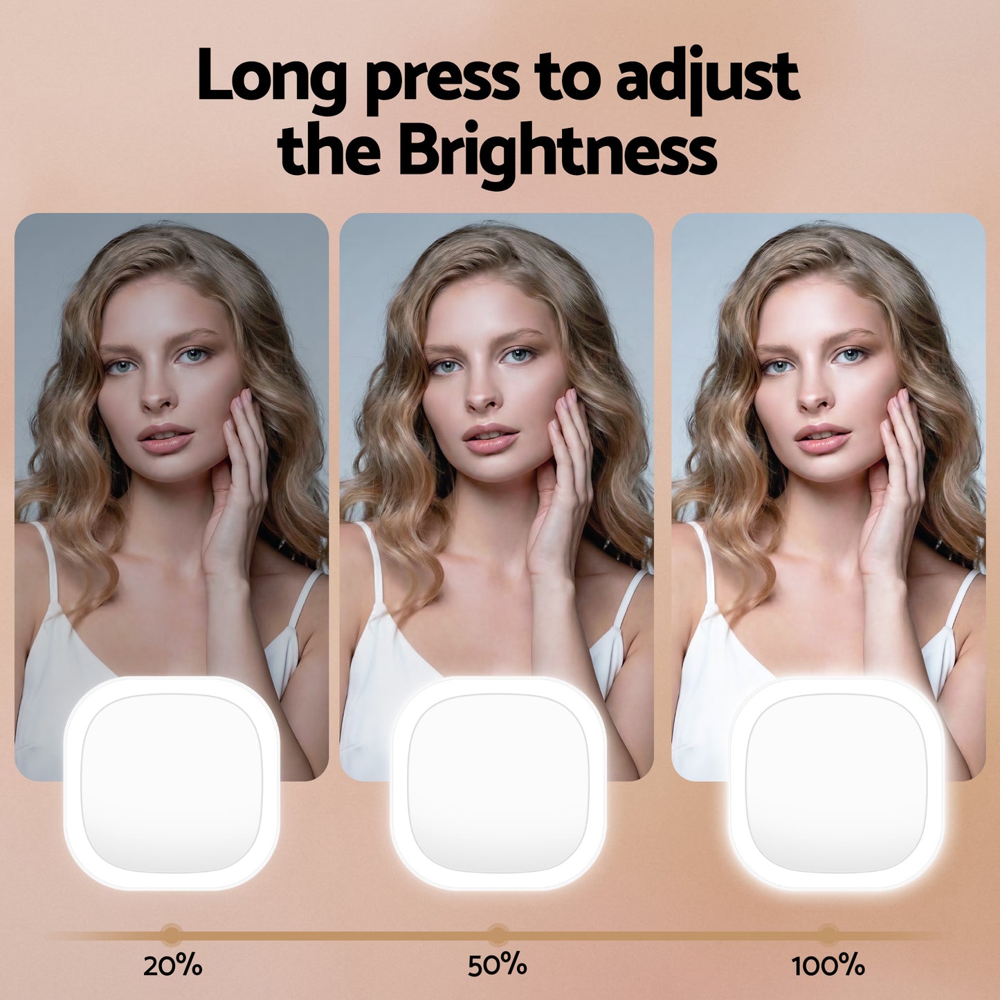 Embellir LED Compact Mirror Lighted Travel Makeup Mirror Pocket-Sized 1x 10x Magnification Square White-5