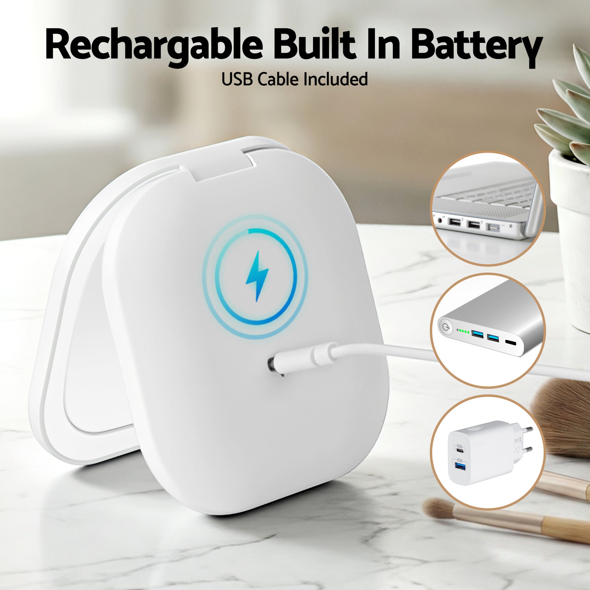 Embellir LED Compact Mirror Lighted Travel Makeup Mirror Pocket-Sized 1x 10x Magnification Square White-6