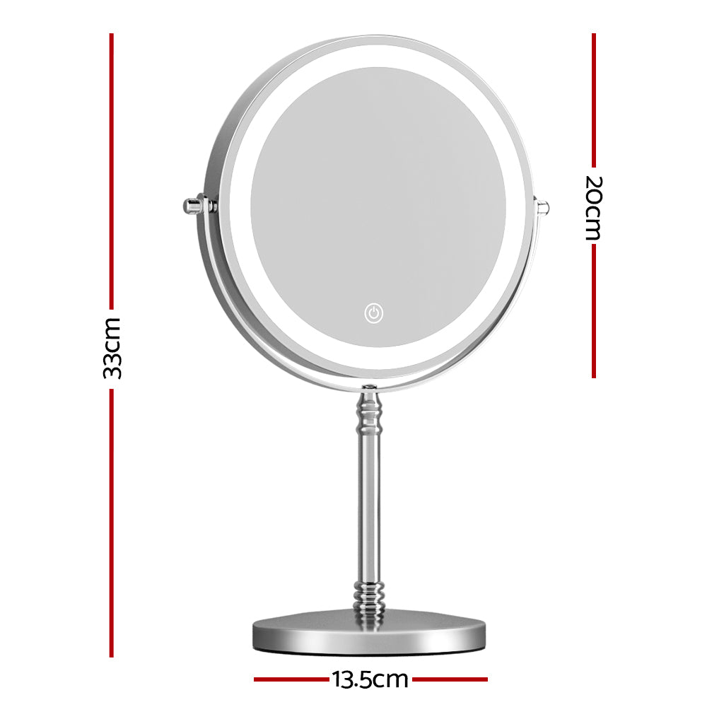 Embellir Makeup Mirror 20x20cm 10X Magnifying with LED Light Rotation Tabletop-1