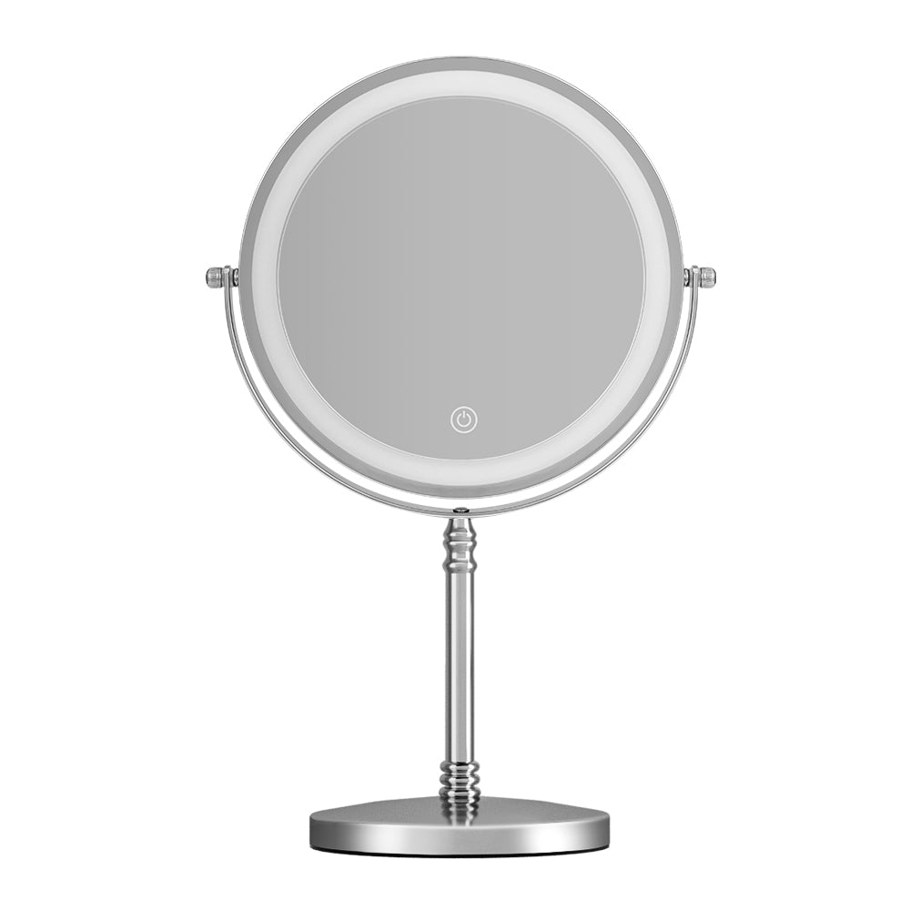 Embellir Makeup Mirror 20x20cm 10X Magnifying with LED Light Rotation Tabletop-2