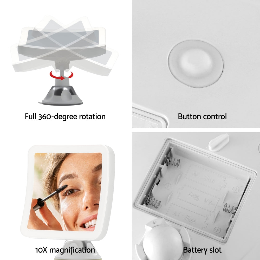 Embellir Makeup Mirror 10X Magnification LED Light Adjustable Rotation Cordless Suction Cup-5