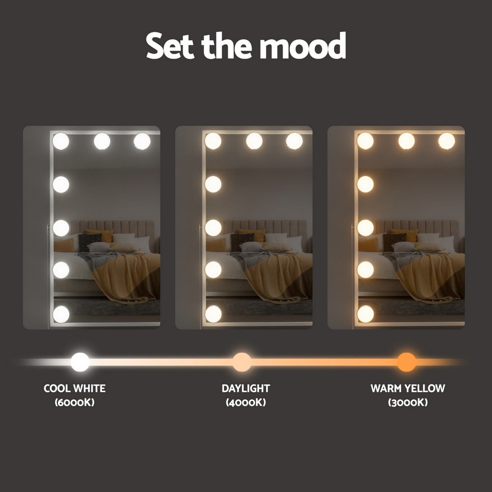 Embellir Bluetooth Makeup Mirror 30x40cm Hollywood Vanity with LED Light White-5