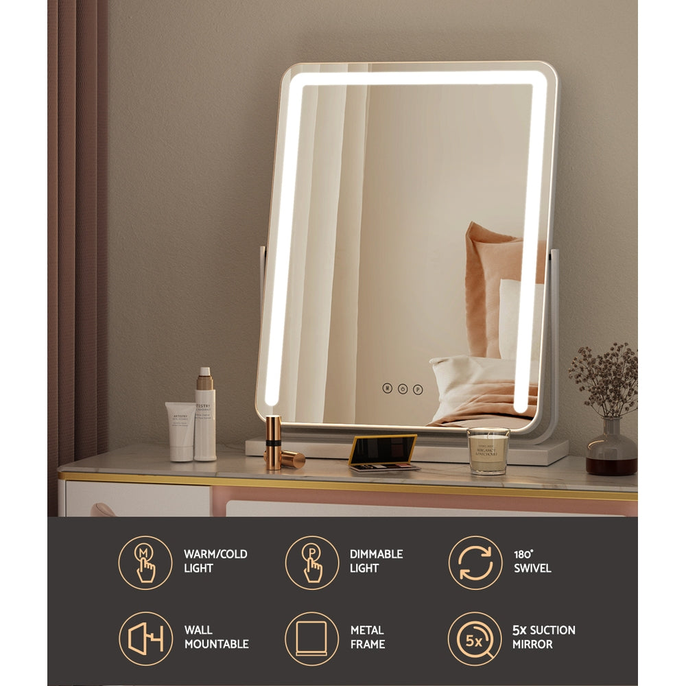 Embellir Makeup Mirror 40x50cm Hollywood Vanity with LED Light Strip Rotation-3