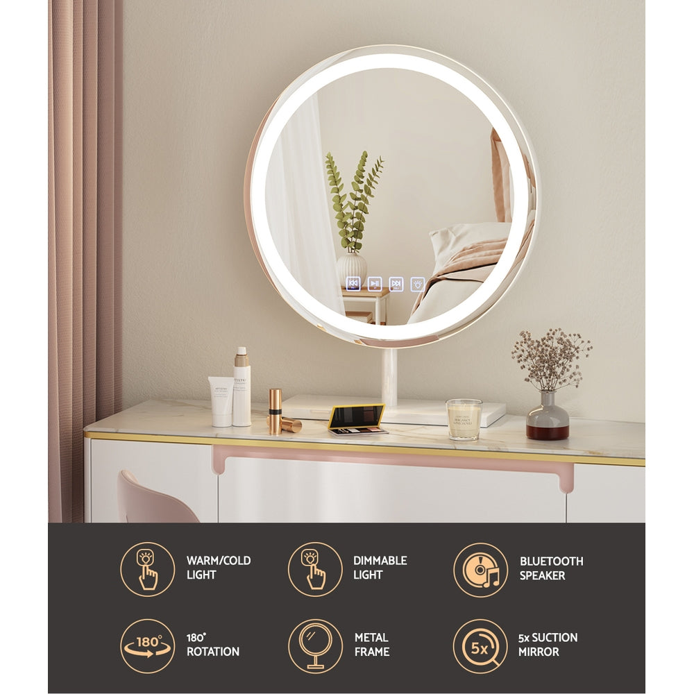 Embellir Makeup Mirror 40x40cm Hollywood Vanity with LED Light Tabletop Round-3