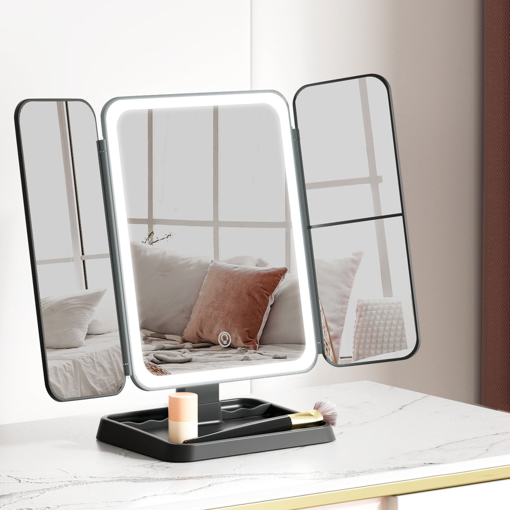 Embellir LED Makeup Mirror Tri-fold Lighted Vanity Mirrors 1X2X3X Magnifications-6