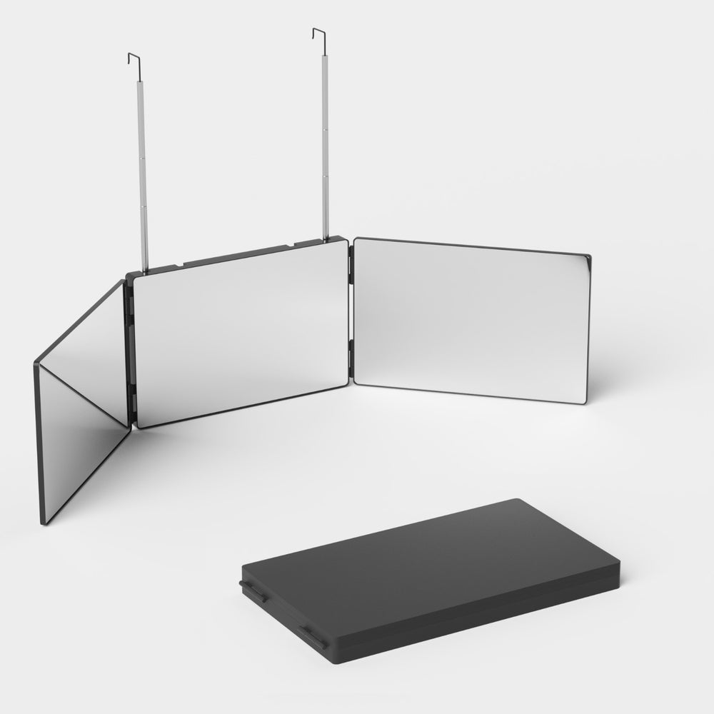 Embellir Trifold Mirror Makeup Portable with Height Adjustable 3 Way Telescoping Hook Hair Cutting Styling-6