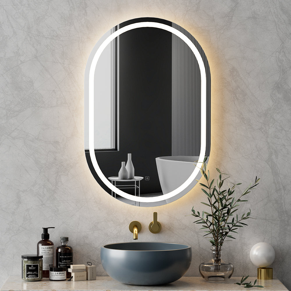 Embellir LED Wall Mirror With Light 50X75CM Bathroom Decor Oval Mirrors Vanity-3